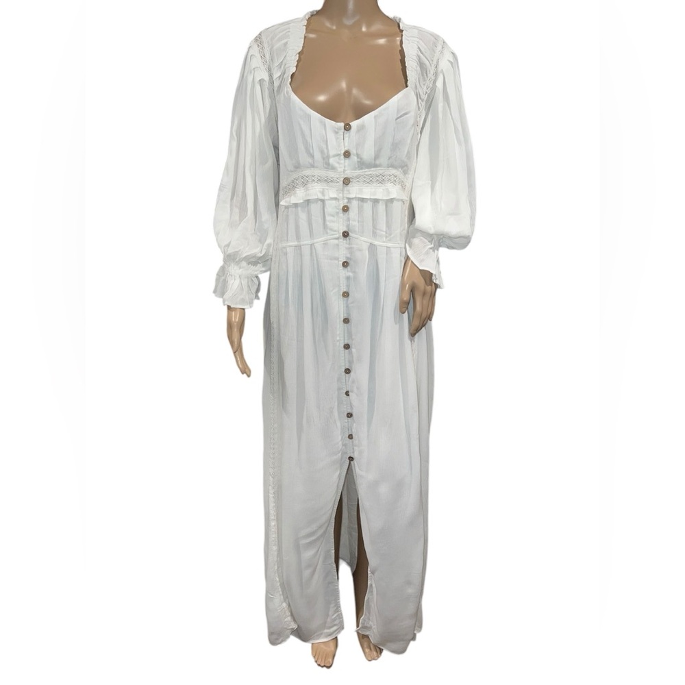 FREE PEOPLE Dress Womens Magdalia Boho Button Up Maxi Size M